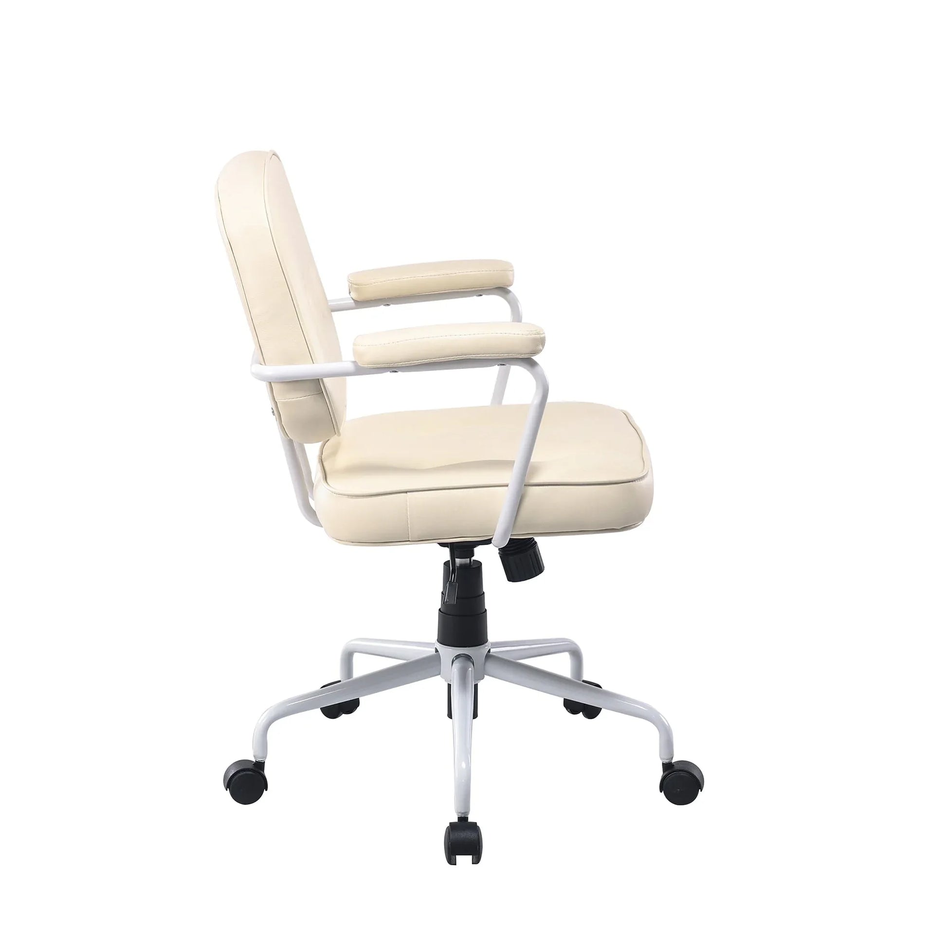 Louise White Frame Faux Leather Home Office Chair in Beige - Mekamart Australia