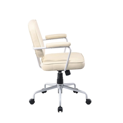Louise White Frame Faux Leather Home Office Chair in Beige - Mekamart Australia