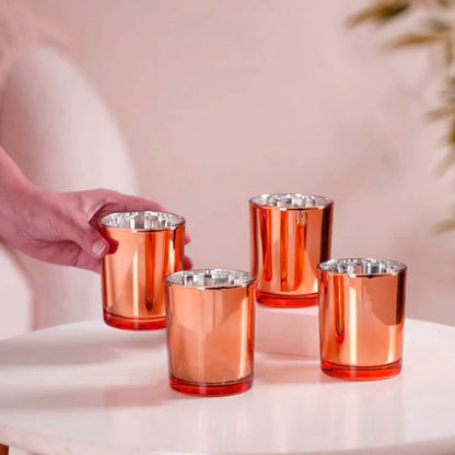 20 Pack Copper Votive Tealight Candle Holders Valentines Day Mercury  Wedding Decor Glass Candlestick Party Decorations Bridal Baby Shower Event