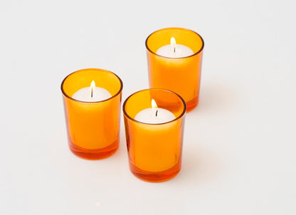 20 Pack Orange Glass Votive Tealight Candle Holders House Party Centerpiece Xmas Wedding Decor Glass Candlestick Party Decorations Bridal Baby Shower Event
