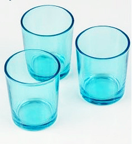 40 Pack Turquoise Glass Votive Tealight Candle Holders House Party Centerpiece Xmas Wedding Decor Glass Candlestick Party Decorations Bridal Baby Shower Event