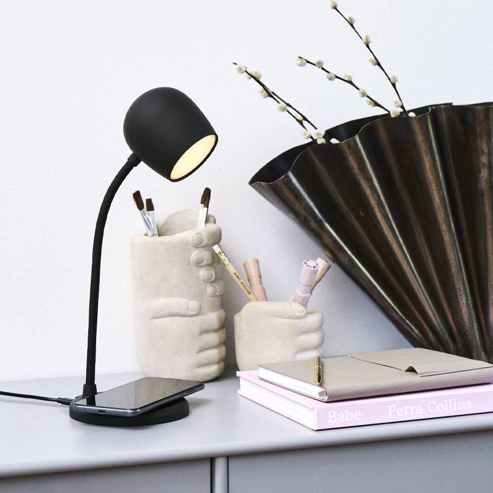 Kreafunk Ellie Lamp W/ Qi Charger And Bluetooth Speaker - Black