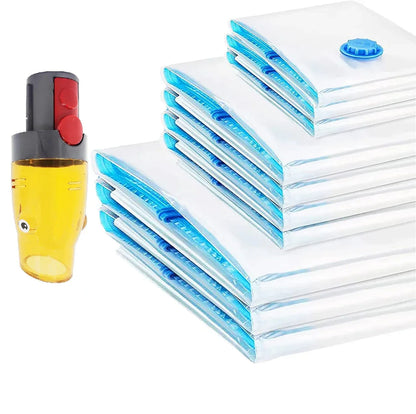 9 Pk Space Saver Vacuum Sealer Storage Bag Kit with Dyson Adaptor - Mekamart Australia