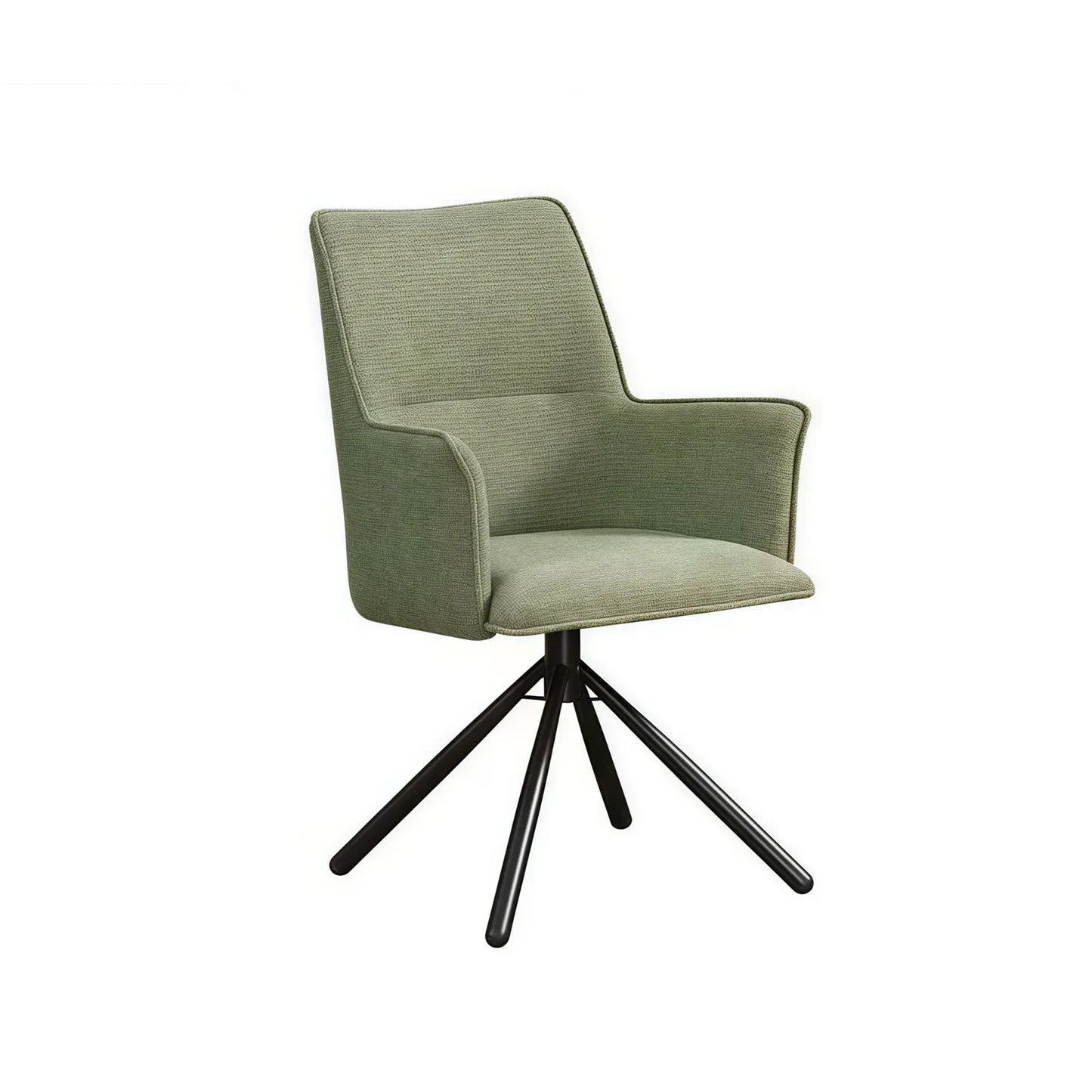 Dining Chair Green Linen Fabric Upholstered Seat Powder Coated Iron Legs - Mekamart Australia