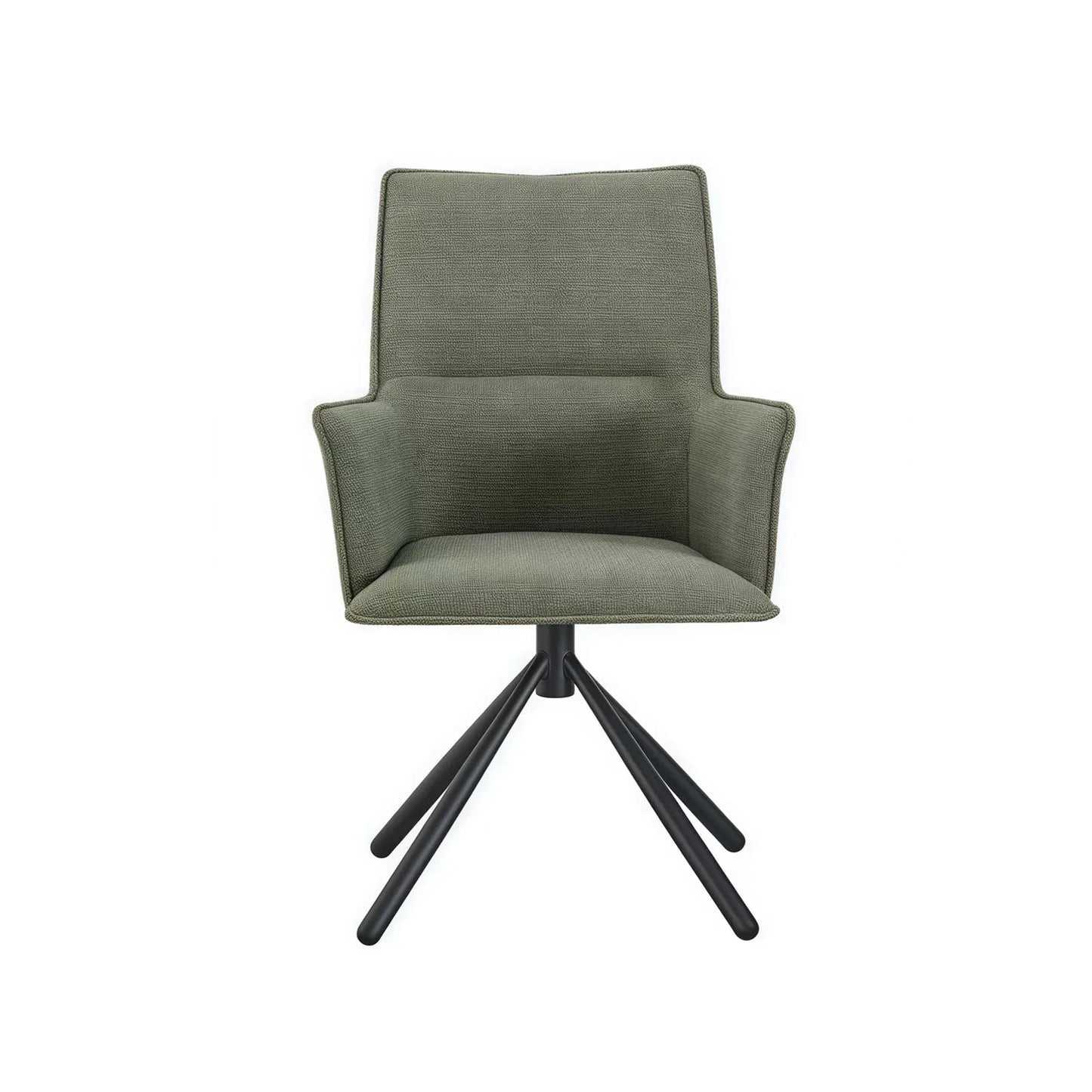 Dining Chair Green Linen Fabric Upholstered Seat Powder Coated Iron Legs - Mekamart Australia