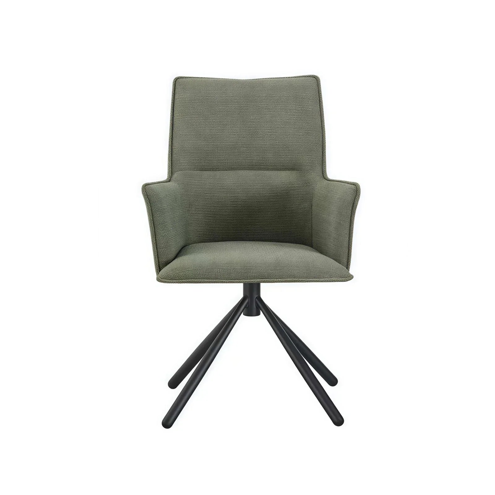 Dining Chair Green Linen Fabric Upholstered Seat Powder Coated Iron Legs - Mekamart Australia