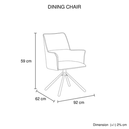 Dining Chair Green Linen Fabric Upholstered Seat Powder Coated Iron Legs - Mekamart Australia