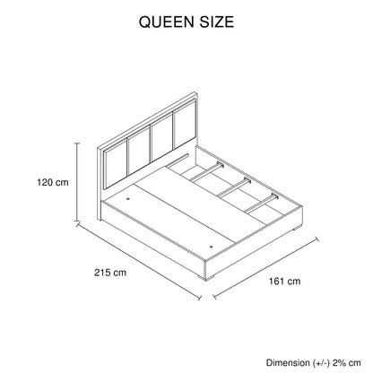Queen 4 Pcs Bedroom Suite with Dresser Fabric Upholstery MDF Combination of Black & Cement Colour - Mekamart Australia