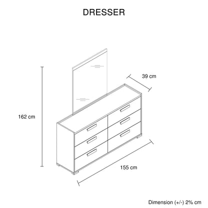 Queen 4 Pcs Bedroom Suite with Dresser Fabric Upholstery MDF Combination of Black & Cement Colour - Mekamart Australia