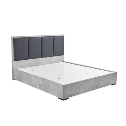 Queen Bed Frame Fabric Upholstery MDF in Cement Colour - Mekamart Australia