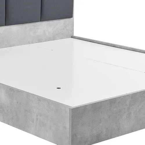 Queen Bed Frame Fabric Upholstery MDF in Cement Colour - Mekamart Australia