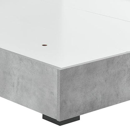 Queen Bed Frame Fabric Upholstery MDF in Cement Colour - Mekamart Australia