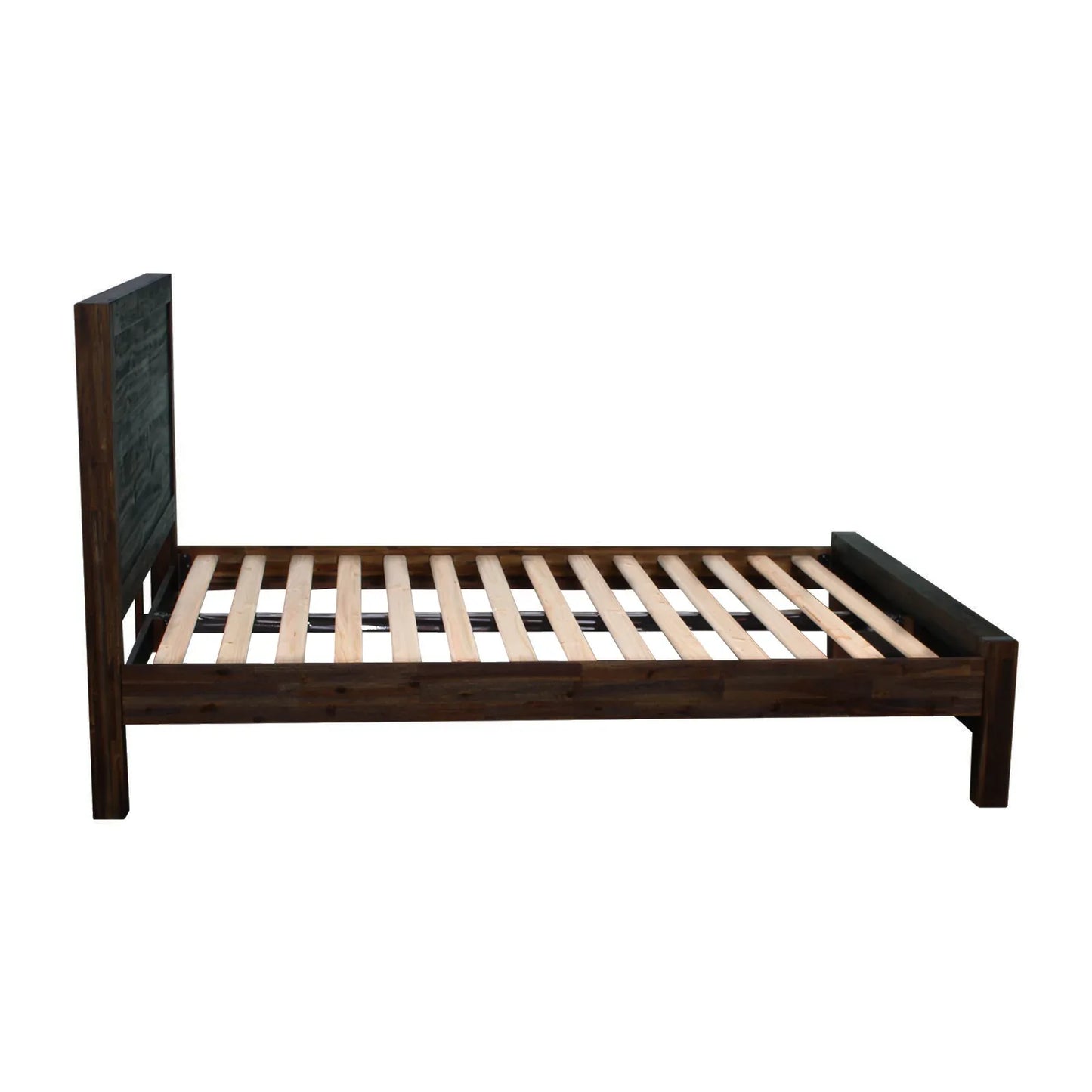 Bed Frame Double Size in Solid Wood Veneered Acacia Bedroom Timber Slat in Chocolate - Mekamart Australia