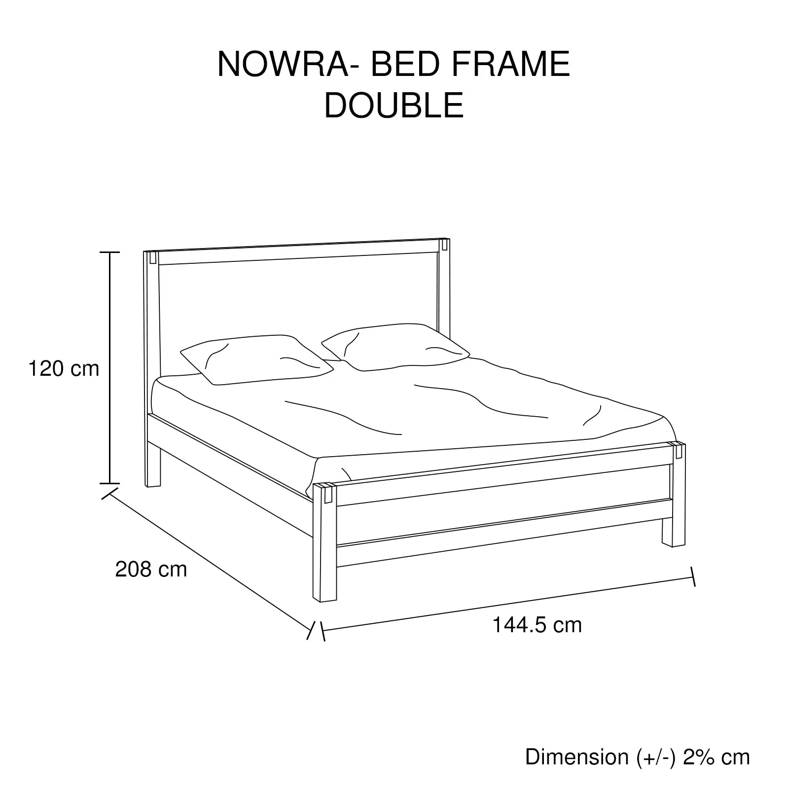 Bed Frame Double Size in Solid Wood Veneered Acacia Bedroom Timber Slat in Chocolate - Mekamart Australia