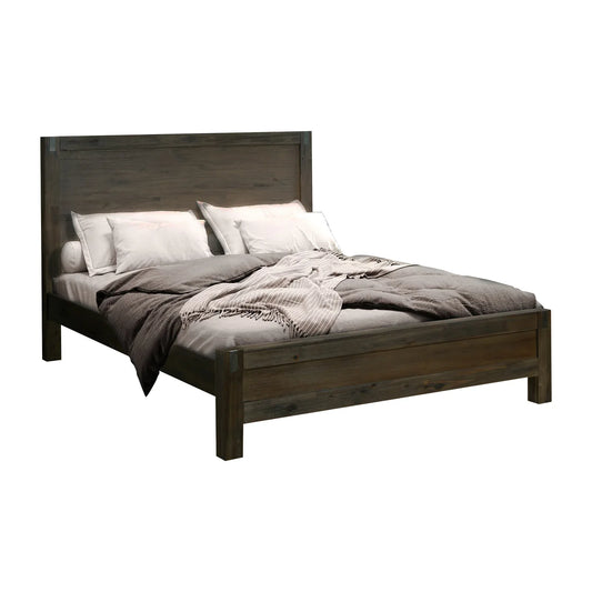 Bed Frame King Size in Solid Wood Veneered Acacia Bedroom Timber Slat in Chocolate - Mekamart Australia
