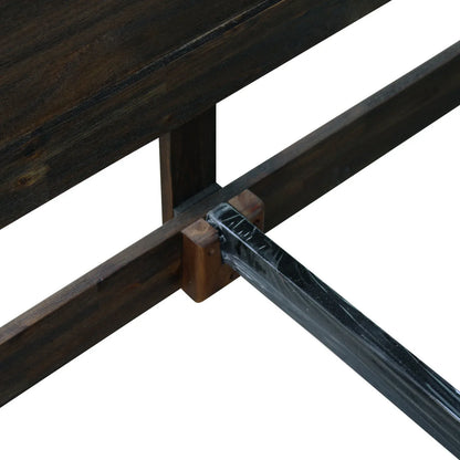 Bed Frame King Size in Solid Wood Veneered Acacia Bedroom Timber Slat in Chocolate - Mekamart Australia