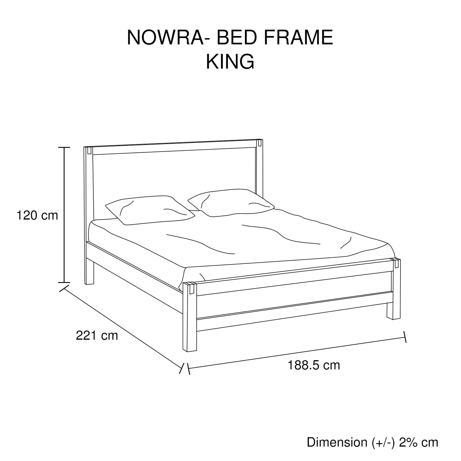 Bed Frame King Size in Solid Wood Veneered Acacia Bedroom Timber Slat in Chocolate - Mekamart Australia