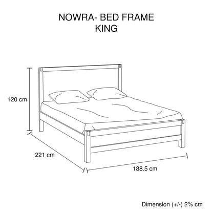Bed Frame King Size in Solid Wood Veneered Acacia Bedroom Timber Slat in Chocolate - Mekamart Australia