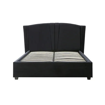 Roman Bed Frame Queen Size Black Velvet Fabric with Gas Lift plywood metal structure - Mekamart Australia