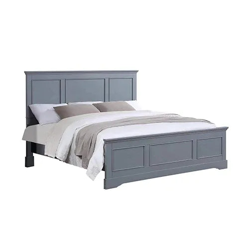 Queen Bed Frame in Solid Wood with Slats Support in Grey colour - Mekamart Australia