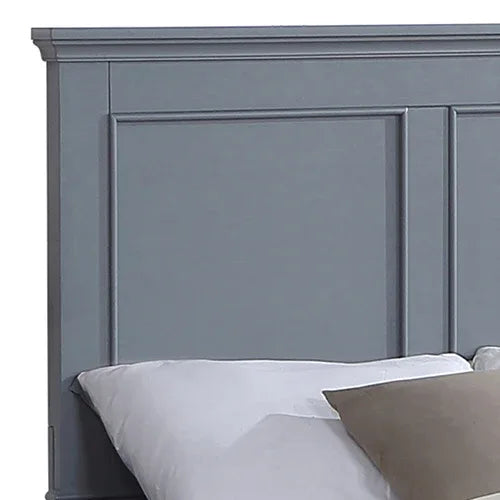 Queen Bed Frame in Solid Wood with Slats Support in Grey colour - Mekamart Australia