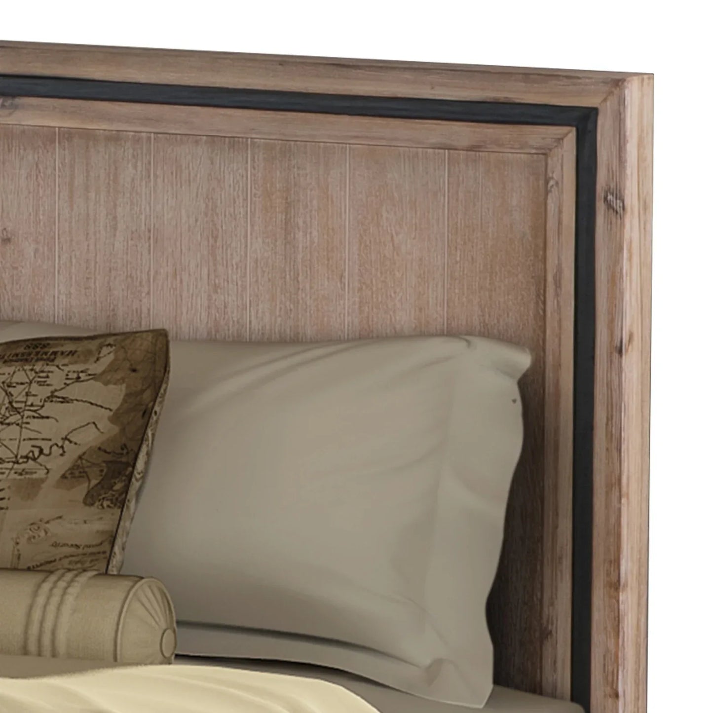 King Size Silver Brush Bed Frame in Acacia Wood Construction - Mekamart Australia