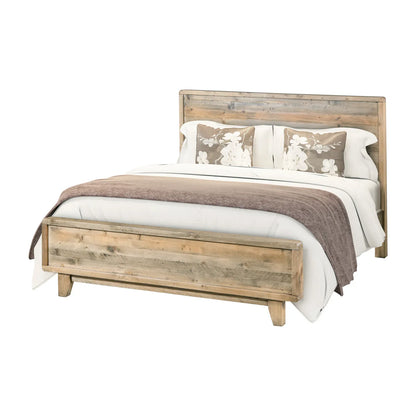 King Size Wooden Bed Frame in Solid Wood Antique Design Light Brown - Mekamart Australia