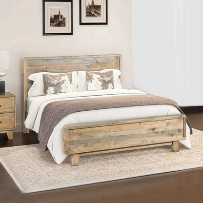 Queen Size Wooden Bed Frame in Solid Wood Antique Design Light Brown - Mekamart Australia