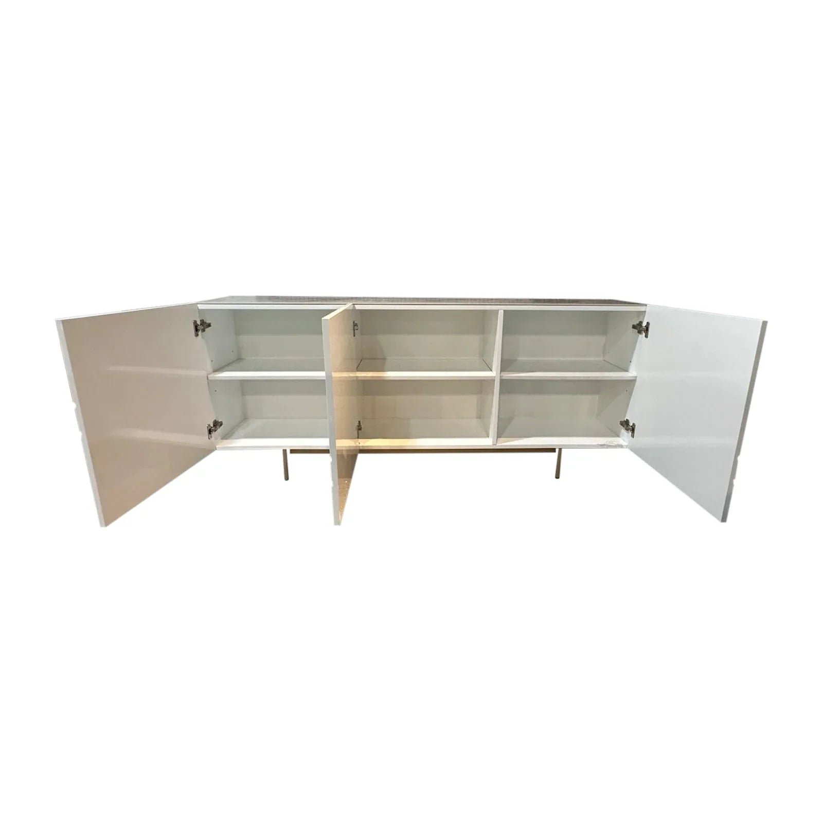 Buffet Sideboard Colour Ceramic Top MDF in Glossy White Gold Colour - Mekamart Australia