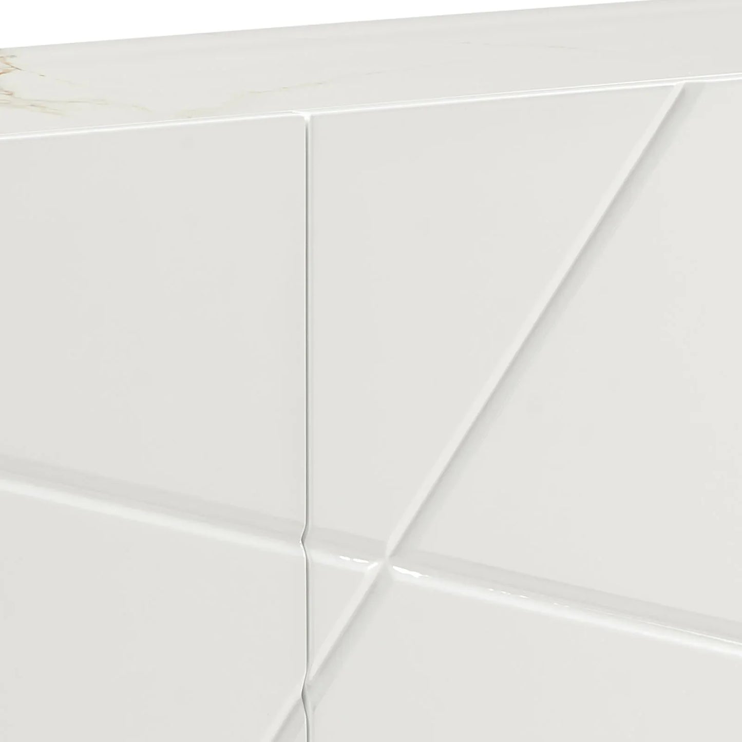 Buffet Sideboard Colour Ceramic Top MDF in Glossy White Gold Colour - Mekamart Australia