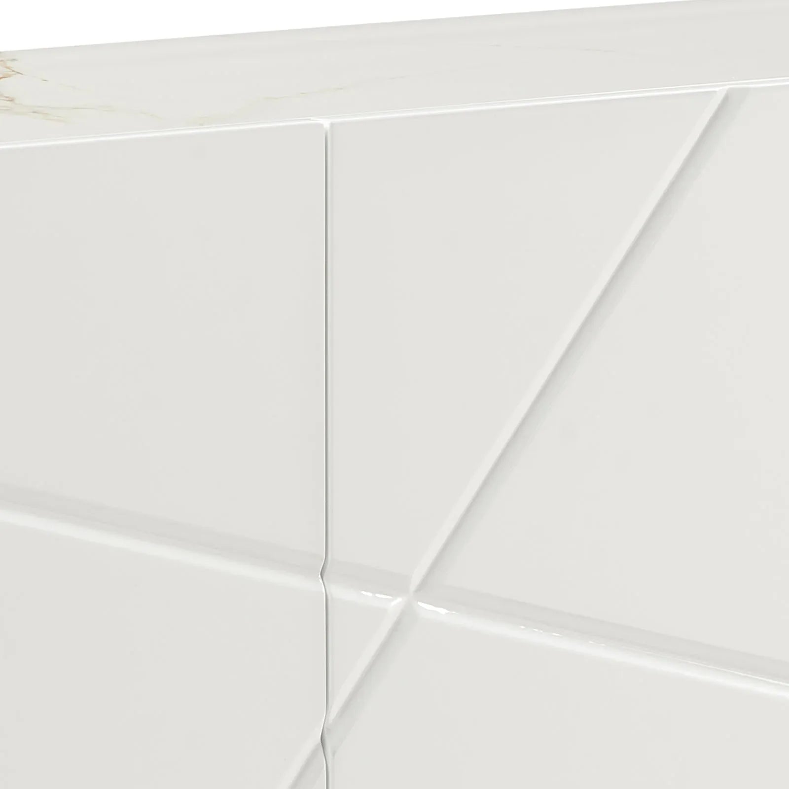 Buffet Sideboard Colour Ceramic Top MDF in Glossy White Gold Colour - Mekamart Australia