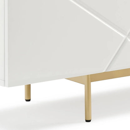 Buffet Sideboard Colour Ceramic Top MDF in Glossy White Gold Colour - Mekamart Australia