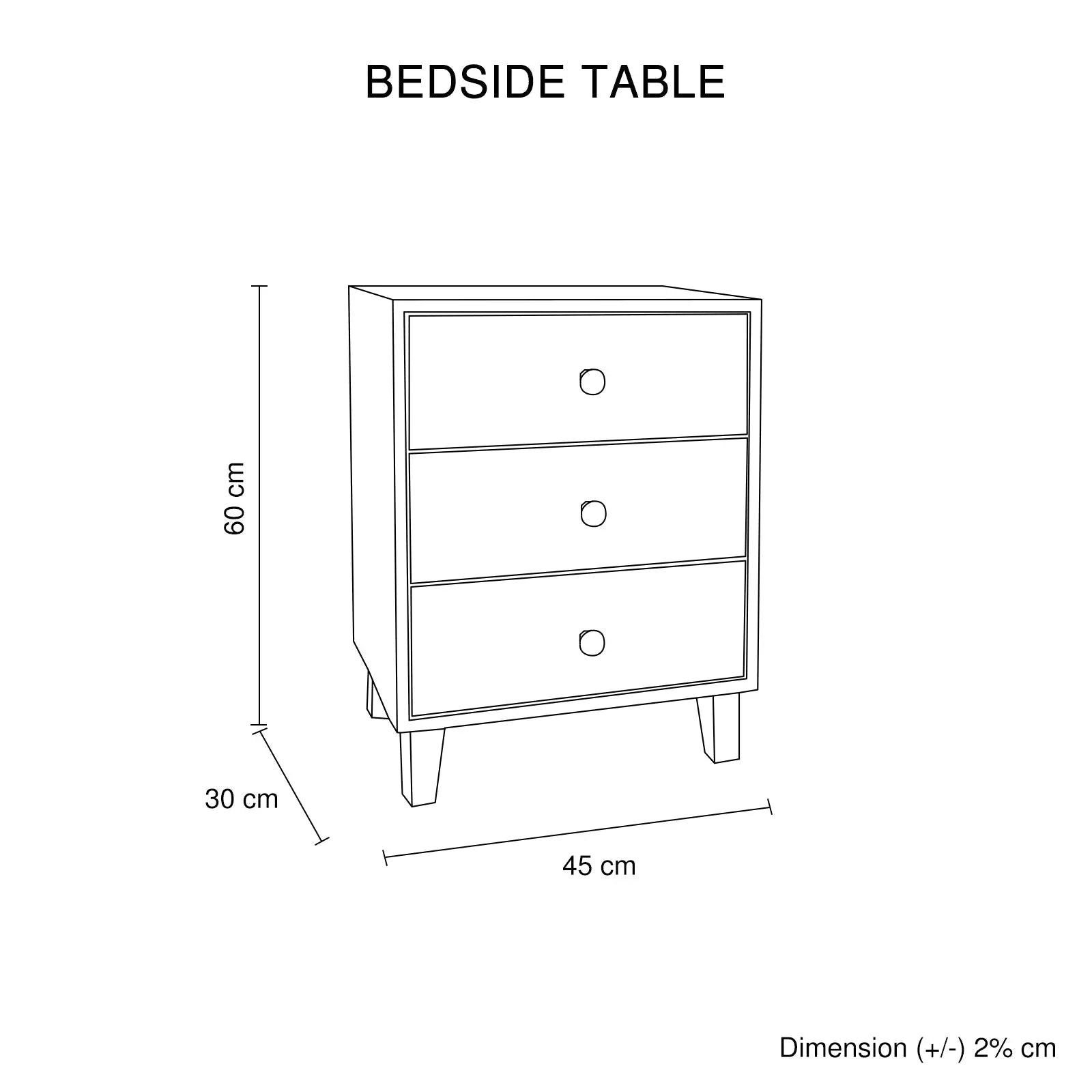 Bedside Table MDF 3 Drawers Side Table Night Stand Storage in Brown Colour - Mekamart Australia