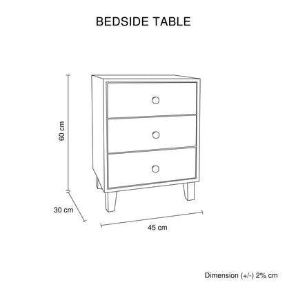 Bedside Table MDF 3 Drawers Side Table Night Stand Storage in Brown Colour - Mekamart Australia