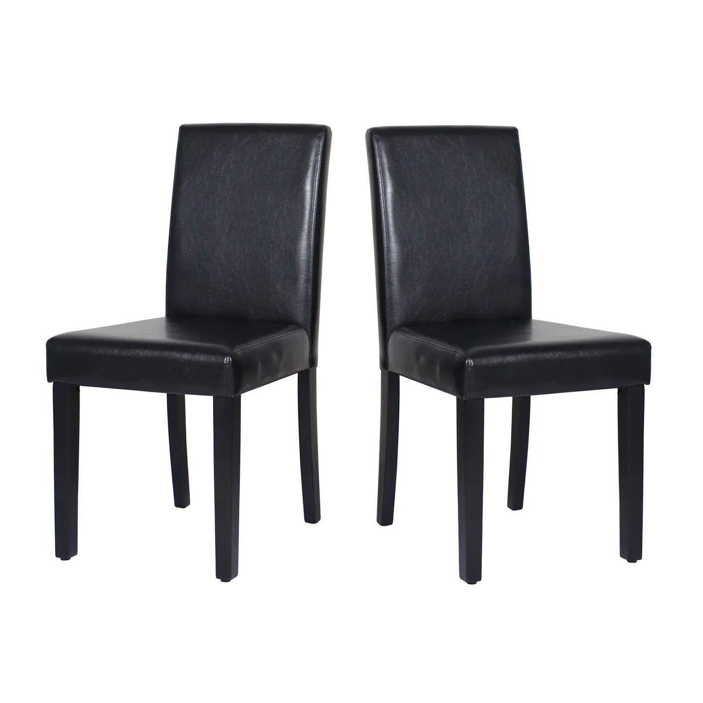 2x Wooden Frame Black Leatherette Dining Chairs with Solid Pine Legs - Mekamart Australia