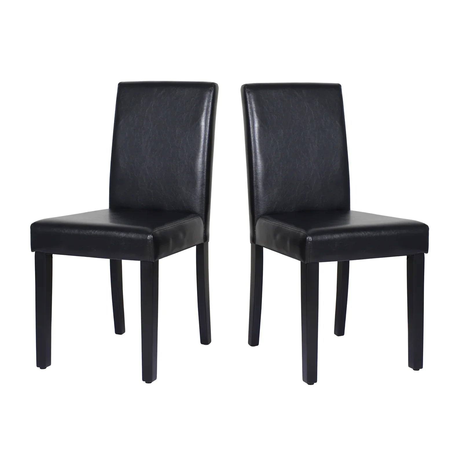 2x Wooden Frame Black Leatherette Dining Chairs with Solid Pine Legs - Mekamart Australia