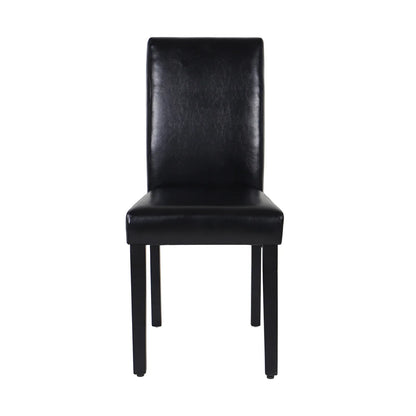 2x Wooden Frame Black Leatherette Dining Chairs with Solid Pine Legs - Mekamart Australia