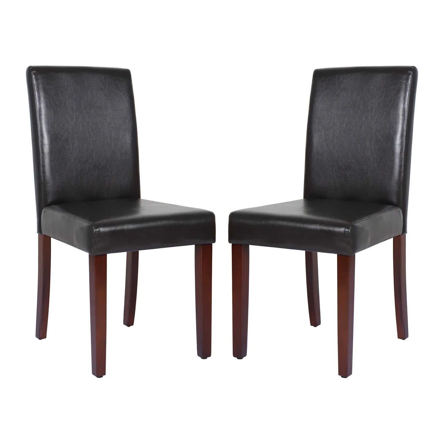 2x Wooden Frame Brown Leatherette Dining Chairs with Solid Pine Legs - Mekamart Australia