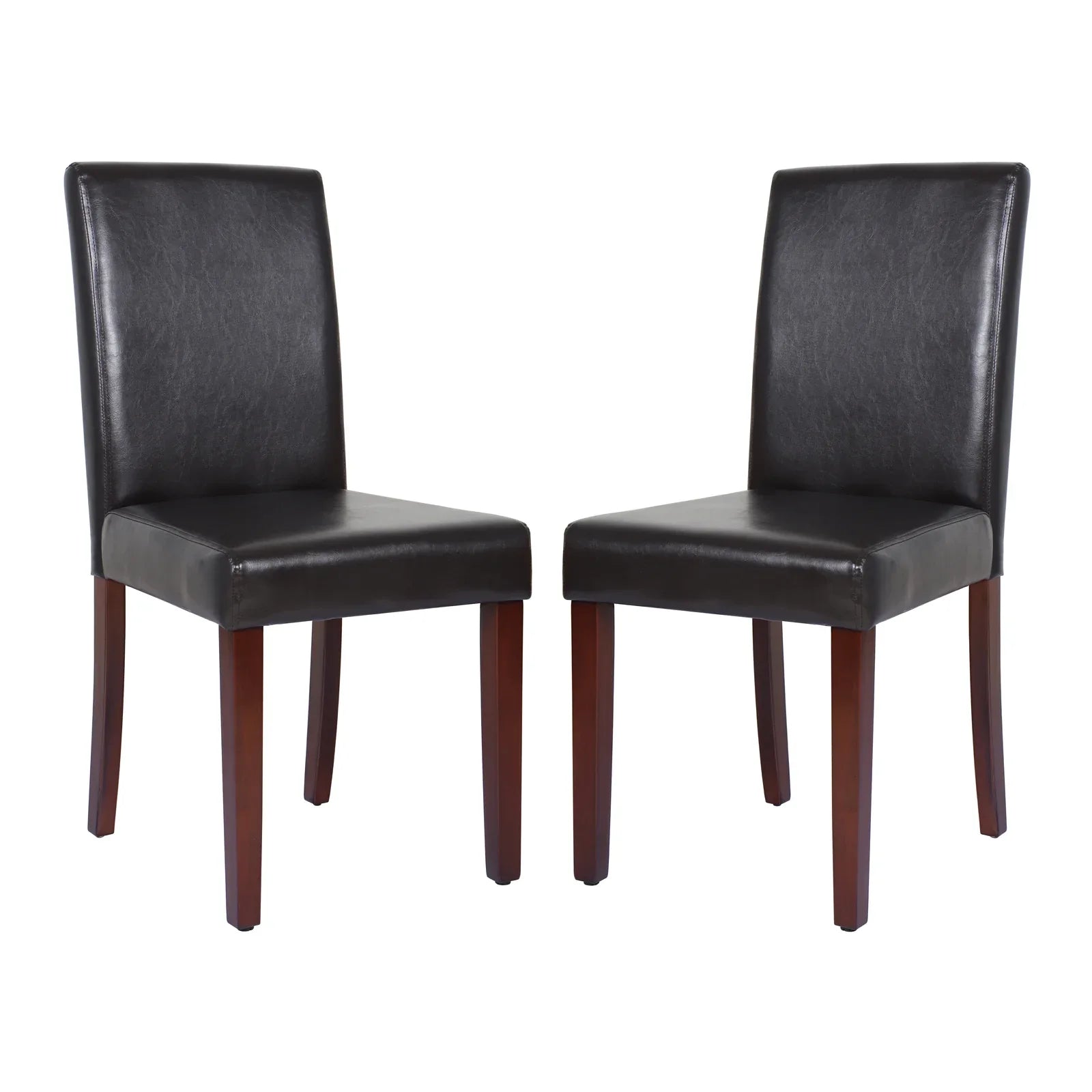2x Wooden Frame Brown Leatherette Dining Chairs with Solid Pine Legs - Mekamart Australia