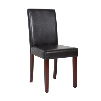 2x Wooden Frame Brown Leatherette Dining Chairs with Solid Pine Legs - Mekamart Australia