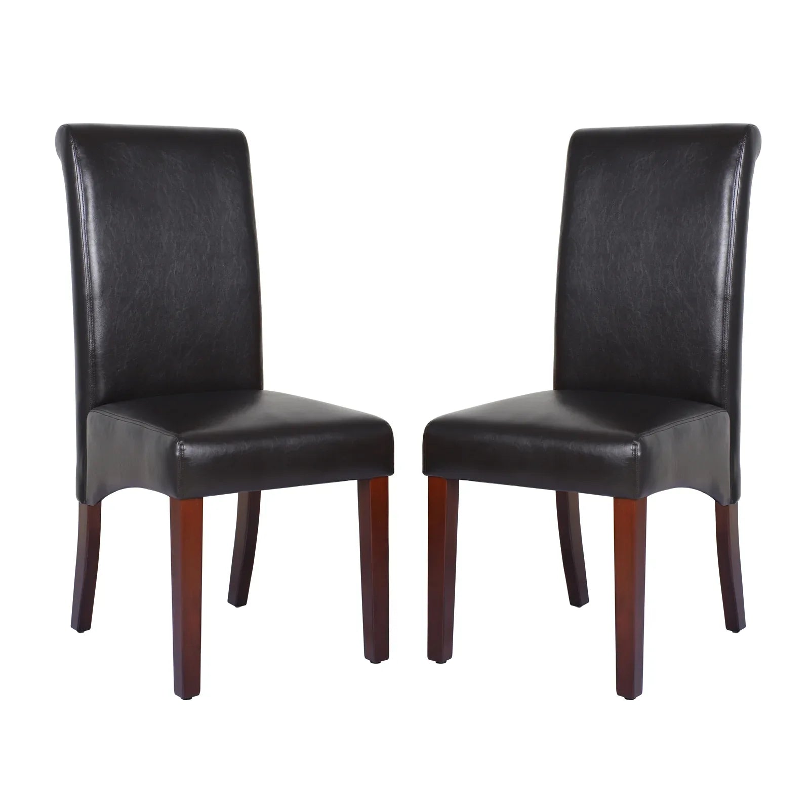 2x Wooden Frame Brown Leatherette Dining Chairs with Solid Pine Legs - Mekamart Australia