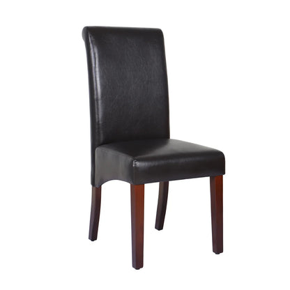 2x Wooden Frame Brown Leatherette Dining Chairs with Solid Pine Legs - Mekamart Australia