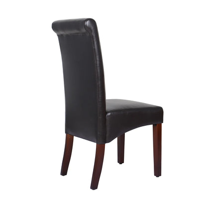 2x Wooden Frame Brown Leatherette Dining Chairs with Solid Pine Legs - Mekamart Australia