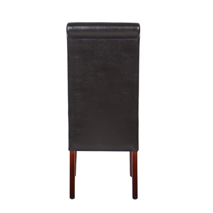 2x Wooden Frame Brown Leatherette Dining Chairs with Solid Pine Legs - Mekamart Australia