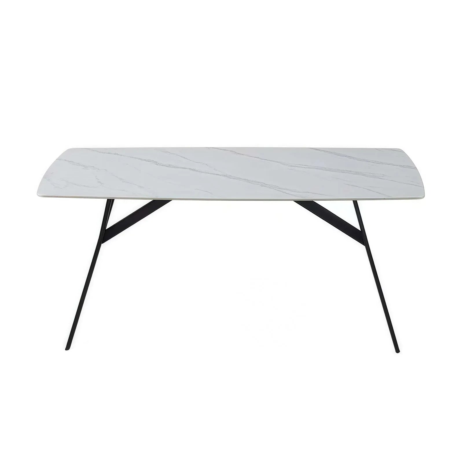 Dining Table Rectangular Shape White Sintered Stone Top Powder Coated Iron Legs - Mekamart Australia