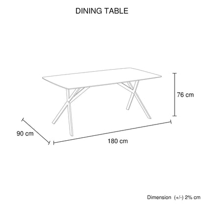 Dining Table Rectangular Shape White Sintered Stone Top Powder Coated Iron Legs - Mekamart Australia