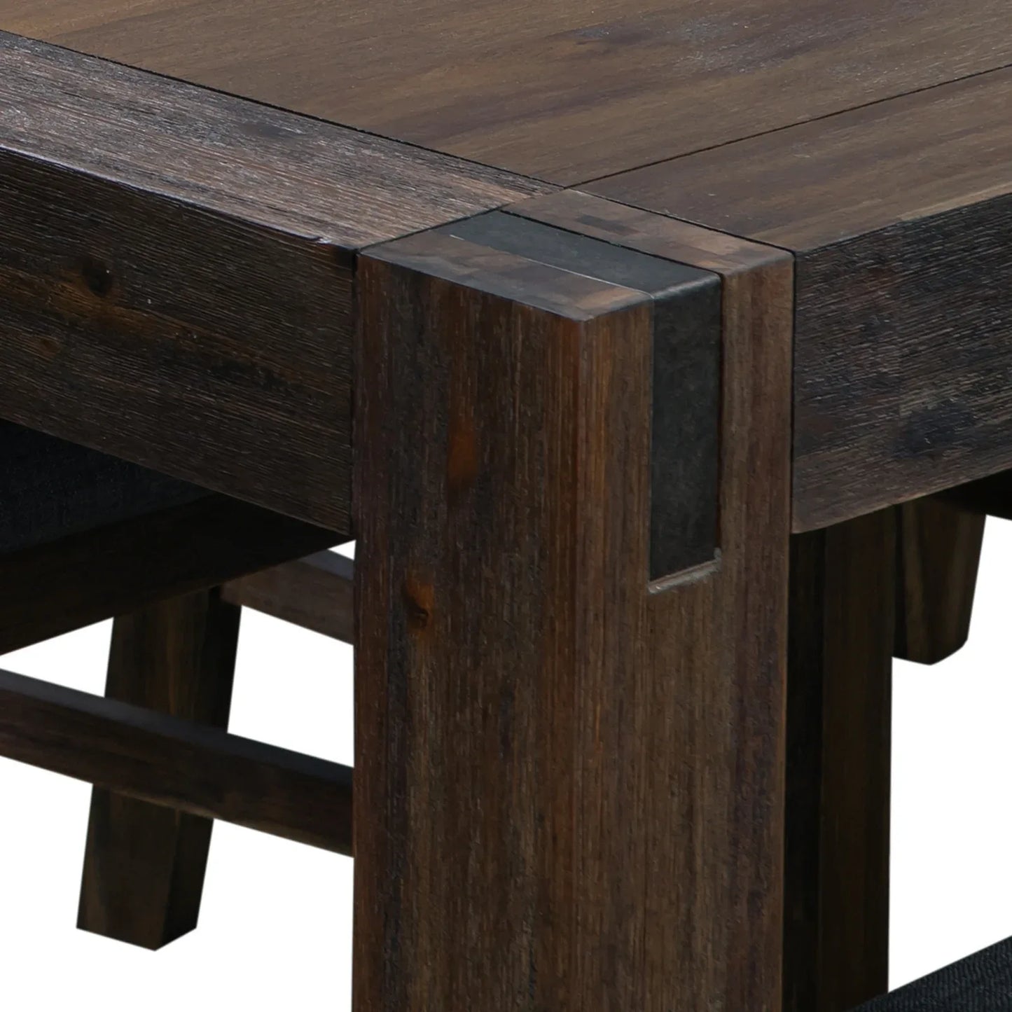Dining Table 210cm Large Size with Solid Acacia Wooden Base in Chocolate Colour - Mekamart Australia