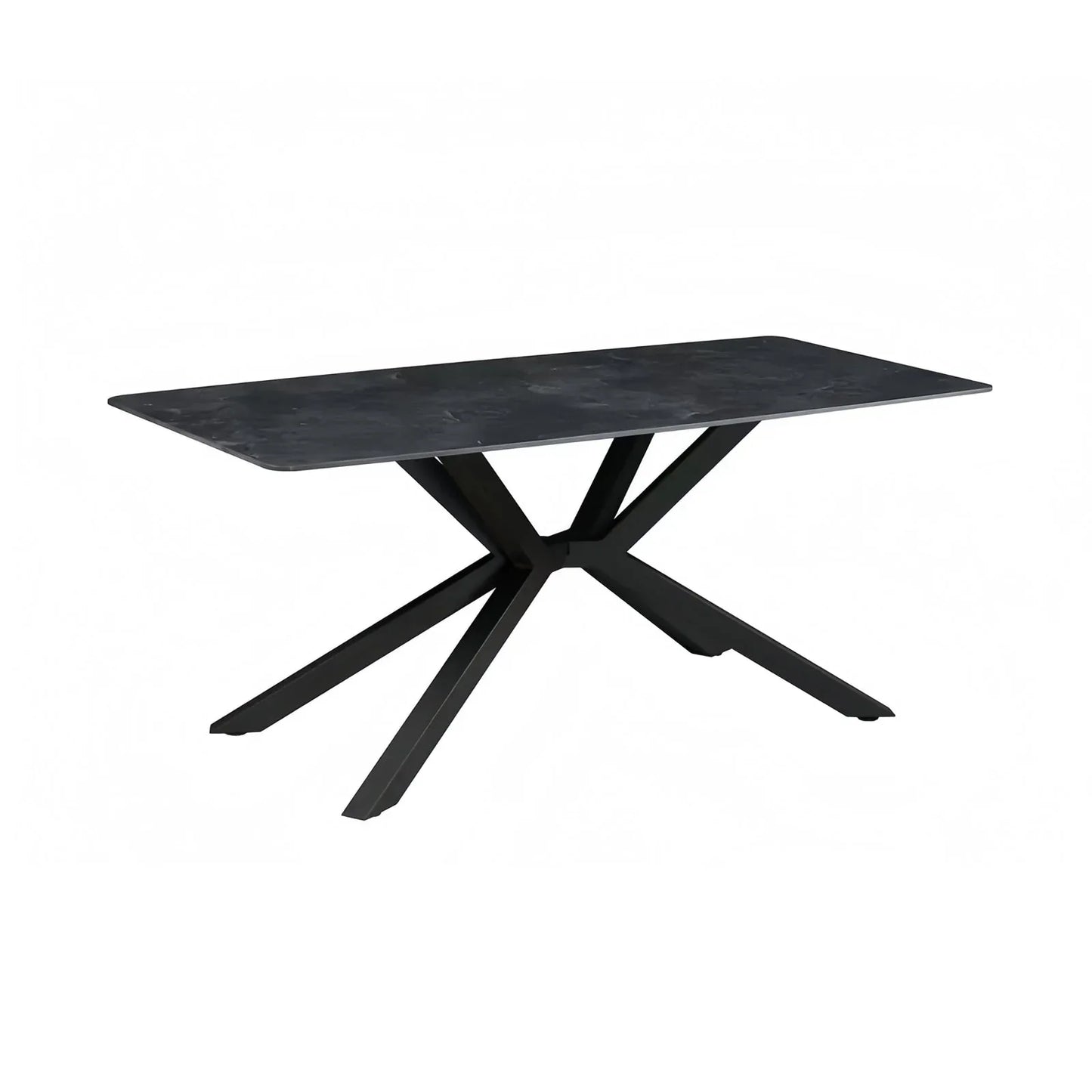 Dining Table Rectangular Shape Green Sintered Stone Top Powder Coated Iron Legs - Mekamart Australia