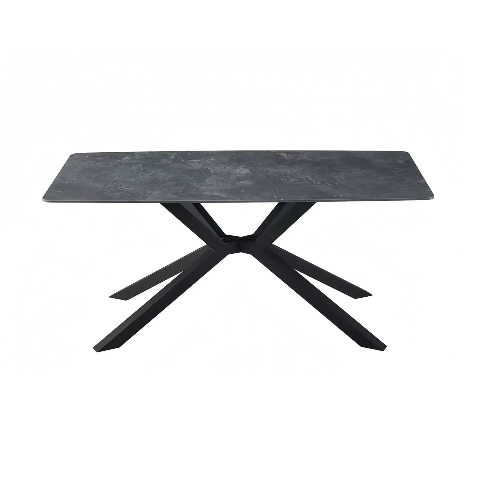 Dining Table Rectangular Shape Green Sintered Stone Top Powder Coated Iron Legs - Mekamart Australia
