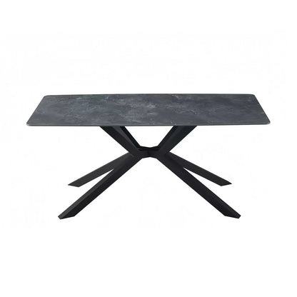 Dining Table Rectangular Shape Green Sintered Stone Top Powder Coated Iron Legs - Mekamart Australia